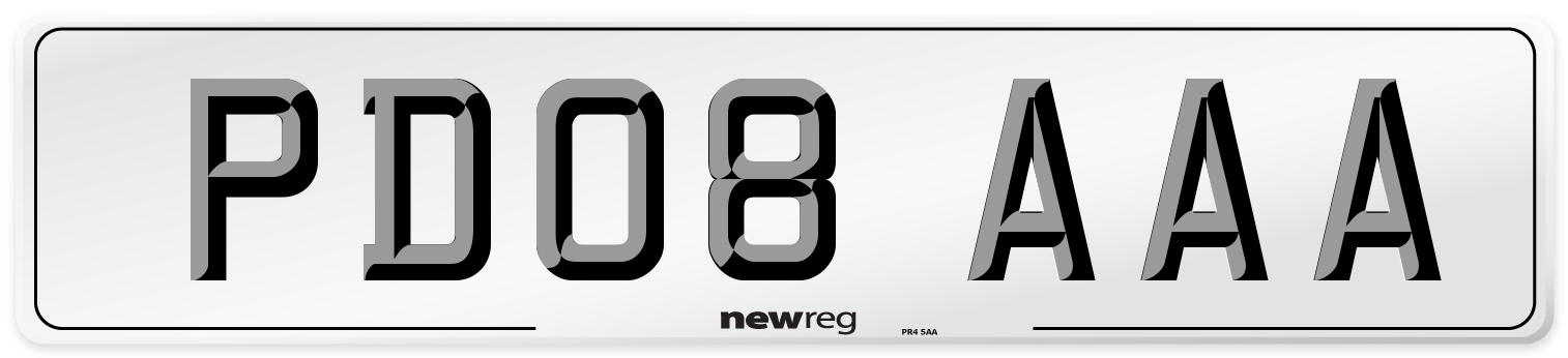 PD08 AAA Number Plate from New Reg